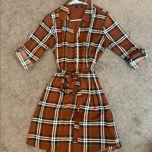 Dress - flannel print, tie waist